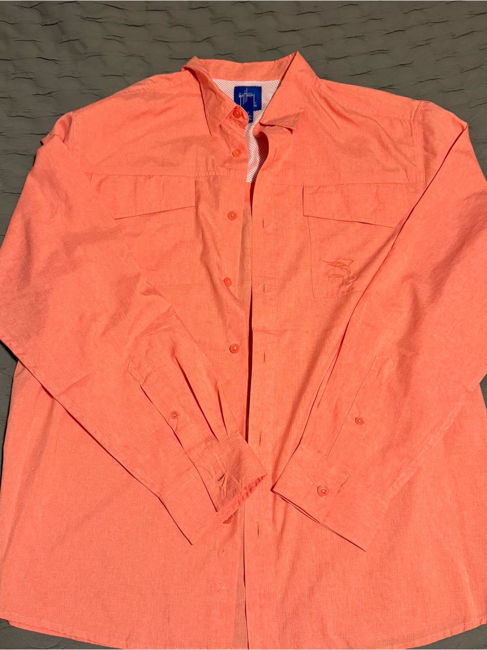 Guy Harvey Coral-Orange Lightweight Long-Sleeve Shirt
